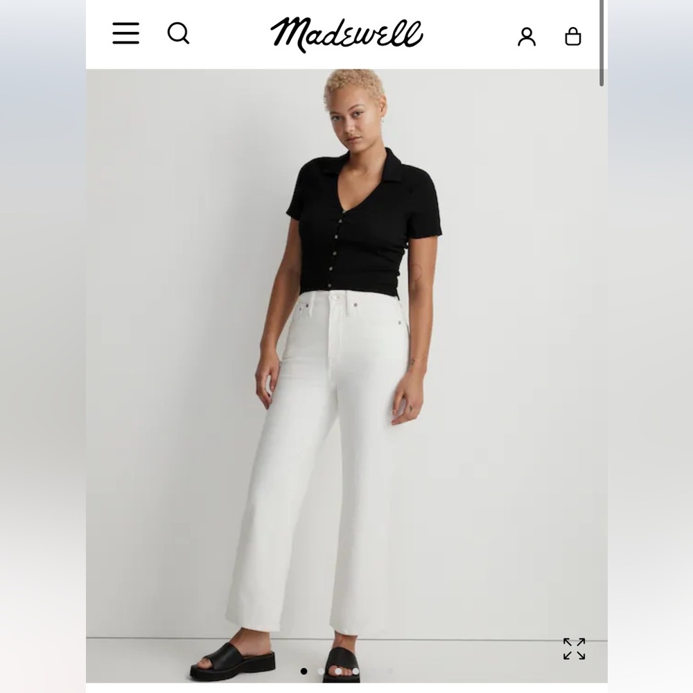 Madewell curvy perfect vintage wide leg crop white denim jeans. Size 25 - Picture 2 of 11